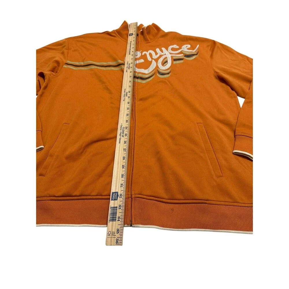 Vintage ENYCE Track‎ Jacket Size 3XL Full Zip Up Mock Neck Graphic Orange #W3-4